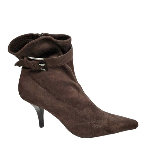 BCBGirls PL Shelly Faux Suede Booties in the Size 8.5M in Chocolate Brown Color - Picture 3 of 11